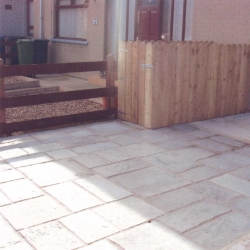 Bradstone patio & fenced bin area, Portadown